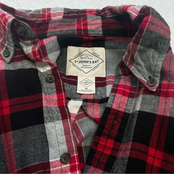 St. John's Bay Red, Black, and White Plaid Shirt
Size XL - Business Casual - Picture 3 of 9